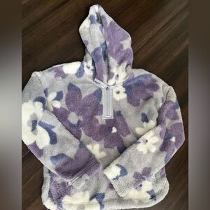 Abercrombie Kids Floral Fleece Hoodie - Purple and Gray